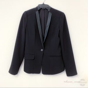 Express Blazer with Faux Leather Collar & Lapels